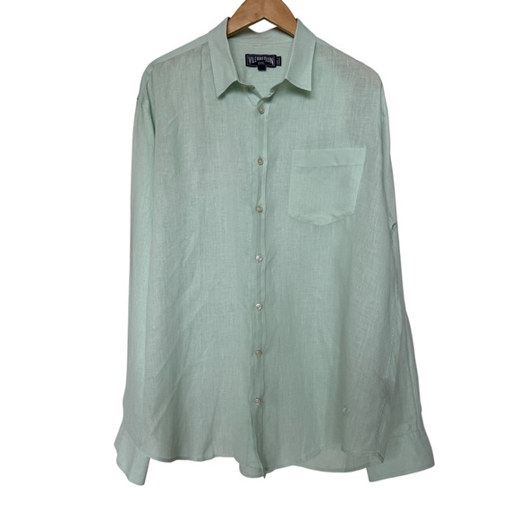Vilebrequin Men's 3XL Light Blue 100% Linen Button-Up Shirt Long Sleeve Casual - Picture 6 of 11